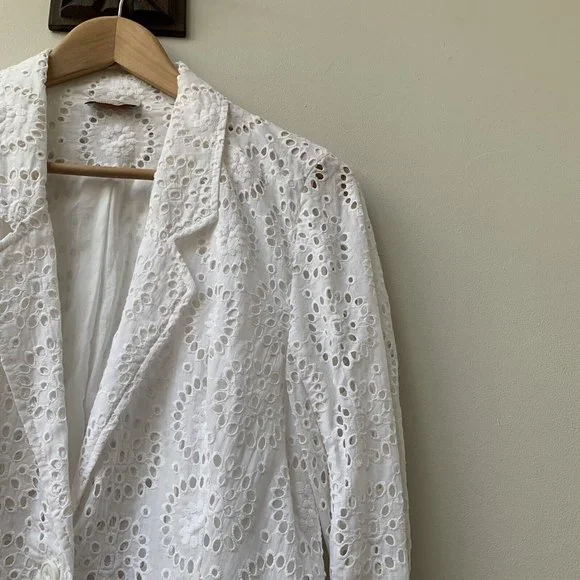 Wrap London Blazer Jacket Size UK 12 White Broderie Anglaise Long Sleeve - Picture 5 of 10